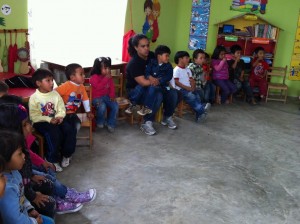 Kelsie loves the kids: Here I am bonding with children in Peru.