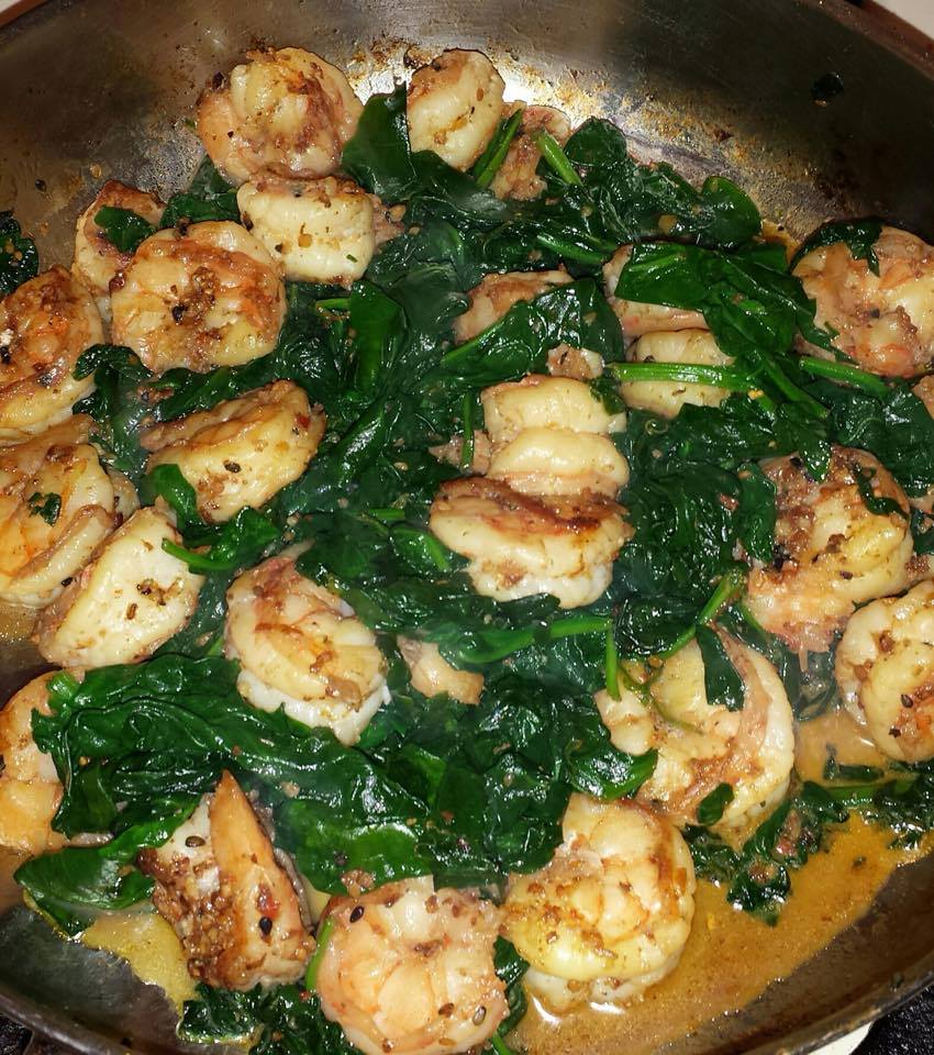 Dinner is Served: Linnyette's Shrimp & Sauteed Spinach!