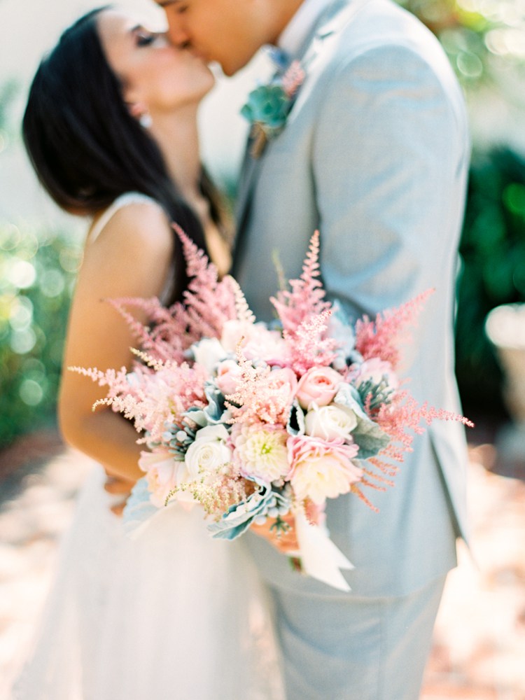 Rose Quartz & Serenity themed bridal bouquet