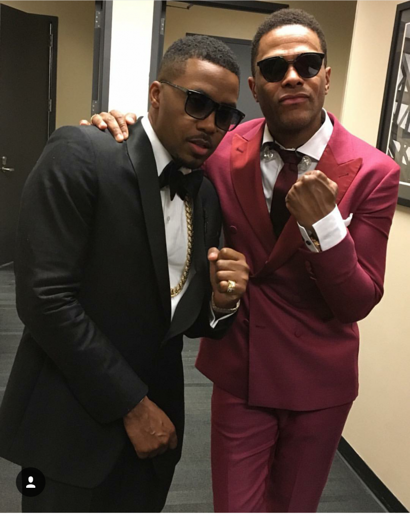 Nas & Maxwell after performing in Brooklyn on Valentine's Day