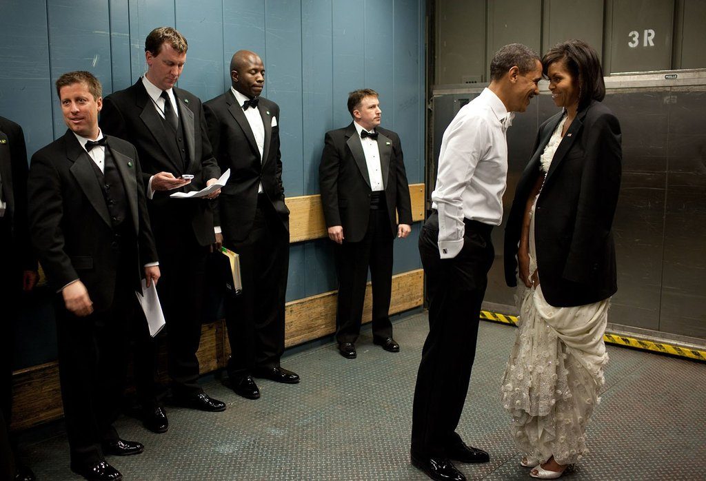 In the beginning: This now classic shot of the Obamas was taken following the President's historic inauguration in 2009. 